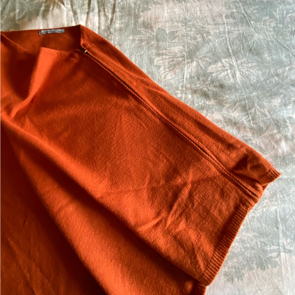 Orange Knit Poncho - Draped Sweater with Zipper EUC - Picture 8 of 15